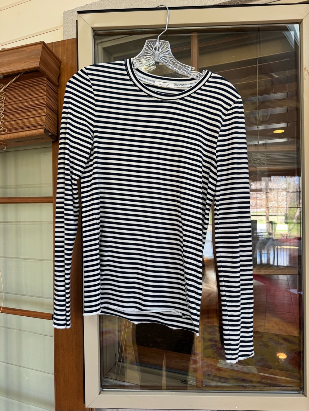 Splendid Navy and White Striped Crewneck Top